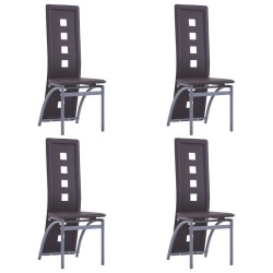 vidaXL Sillas de comedor 4 unidades cuero sintético marrón