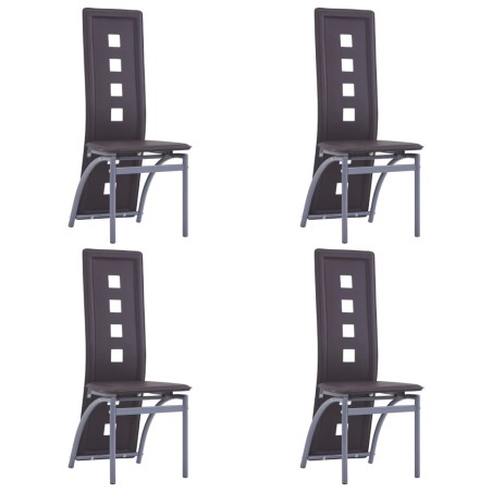 vidaXL Sillas de comedor 4 unidades cuero sintético marrón