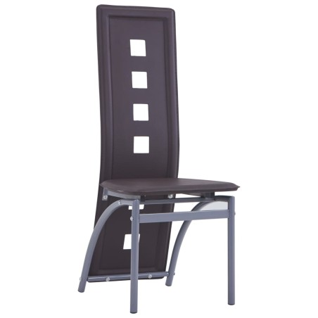 vidaXL Sillas de comedor 4 unidades cuero sintético marrón