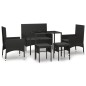 vidaXL Set muebles de jardín 6 piezas y cojines ratán sintético negro vidaXL Set muebles de jardín 6 piezas y cojines ratán sintético negro