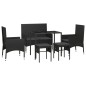 vidaXL Set muebles de jardín 6 piezas y cojines ratán sintético negro vidaXL Set muebles de jardín 6 piezas y cojines ratán sintético negro