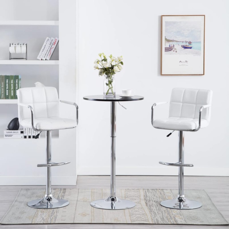 vidaXL Taburetes de cocina 2 unidades cuero sintético blanco vidaXL Taburetes de cocina 2 unidades cuero sintético blanco
