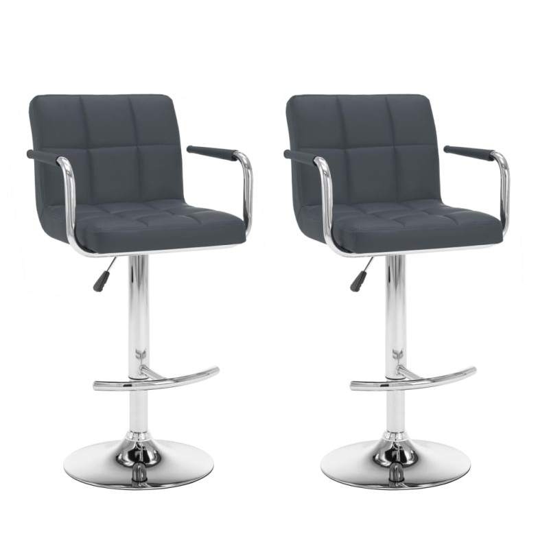 vidaXL Taburetes de cocina 2 unidades cuero sintético gris vidaXL Taburetes de cocina 2 unidades cuero sintético gris