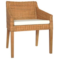 vidaXL Sillas de comedor con cojines 2 uds ratán natural marrón claro