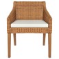 vidaXL Sillas de comedor con cojines 2 uds ratán natural marrón claro vidaXL Sillas de comedor con cojines 2 uds ratán natural marrón claro