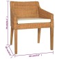vidaXL Sillas de comedor con cojines 2 uds ratán natural marrón claro vidaXL Sillas de comedor con cojines 2 uds ratán natural marrón claro