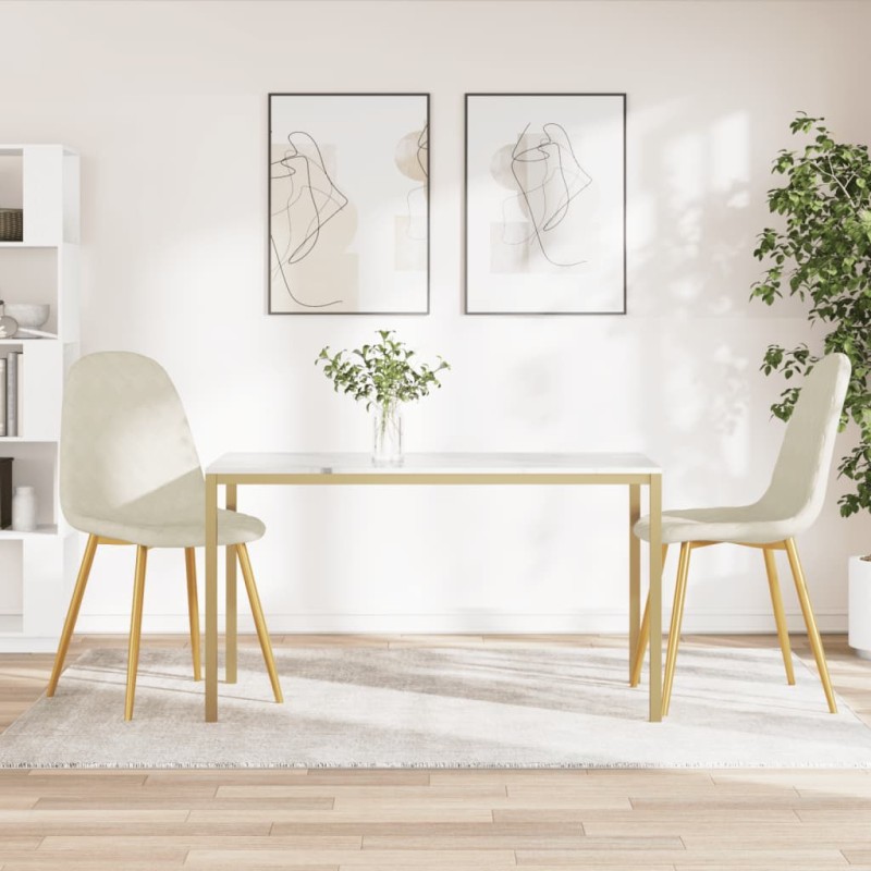 vidaXL Sillas de comedor 2 unidades terciopelo blanco crema vidaXL Sillas de comedor 2 unidades terciopelo blanco crema