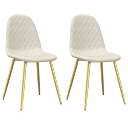 vidaXL Sillas de comedor 2 unidades terciopelo blanco crema