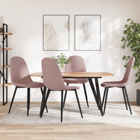 vidaXL Sillas de comedor 4 unidades terciopelo rosa