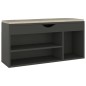 vidaXL Banco zapatero con cojín madera ingeniería gris 104x30x49 cm vidaXL Banco zapatero con cojín madera ingeniería gris 104x30x49 cm