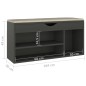 vidaXL Banco zapatero con cojín madera ingeniería gris 104x30x49 cm vidaXL Banco zapatero con cojín madera ingeniería gris 104x30x49 cm