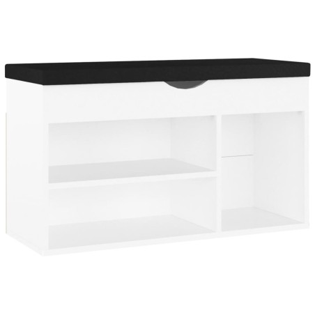vidaXL Banco zapatero con cojín madera ingeniería blanco 80x30x47 cm