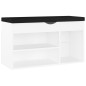 vidaXL Banco zapatero con cojín madera ingeniería blanco 80x30x47 cm vidaXL Banco zapatero con cojín madera ingeniería blanco 80x30x47 cm