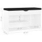 vidaXL Banco zapatero con cojín madera ingeniería blanco 80x30x47 cm vidaXL Banco zapatero con cojín madera ingeniería blanco 80x30x47 cm