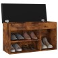vidaXL Banco zapatero con cojín madera ingeniería roble ahumado vidaXL Banco zapatero con cojín madera ingeniería roble ahumado