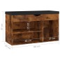 vidaXL Banco zapatero con cojín madera ingeniería roble ahumado vidaXL Banco zapatero con cojín madera ingeniería roble ahumado