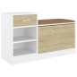 vidaXL Banco zapatero madera de ingeniería blanco y roble Sonoma vidaXL Banco zapatero madera de ingeniería blanco y roble Sonoma