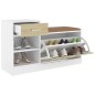 vidaXL Banco zapatero madera de ingeniería blanco y roble Sonoma vidaXL Banco zapatero madera de ingeniería blanco y roble Sonoma