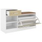 vidaXL Banco zapatero madera de ingeniería blanco y roble Sonoma vidaXL Banco zapatero madera de ingeniería blanco y roble Sonoma