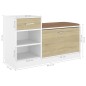 vidaXL Banco zapatero madera de ingeniería blanco y roble Sonoma vidaXL Banco zapatero madera de ingeniería blanco y roble Sonoma