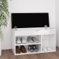 vidaXL Banco zapatero con cojín madera de ingeniería blanco brillo vidaXL Banco zapatero con cojín madera de ingeniería blanco brillo