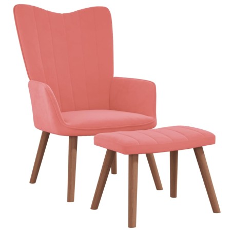 vidaXL Sillón de relax con taburete terciopelo rosa