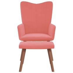 vidaXL Sillón de relax con taburete terciopelo rosa
