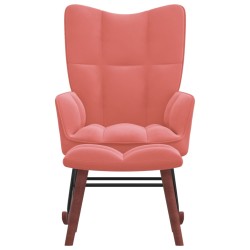vidaXL Silla mecedora con reposapiés terciopelo rosa