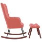 vidaXL Silla mecedora con reposapiés terciopelo rosa vidaXL Silla mecedora con reposapiés terciopelo rosa