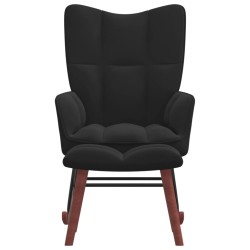 vidaXL Silla mecedora con reposapiés terciopelo negro