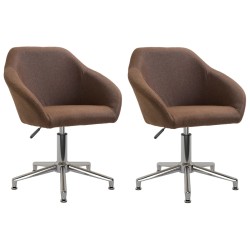 vidaXL Sillas de comedor giratorias 2 unidades tela marrón