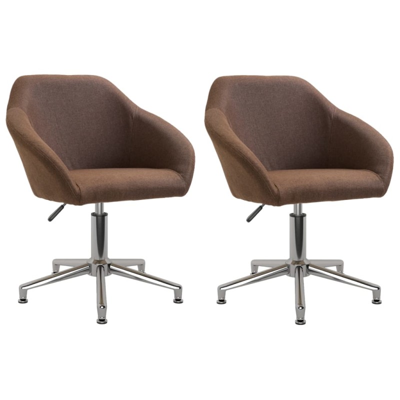 vidaXL Sillas de comedor giratorias 2 unidades tela marrón