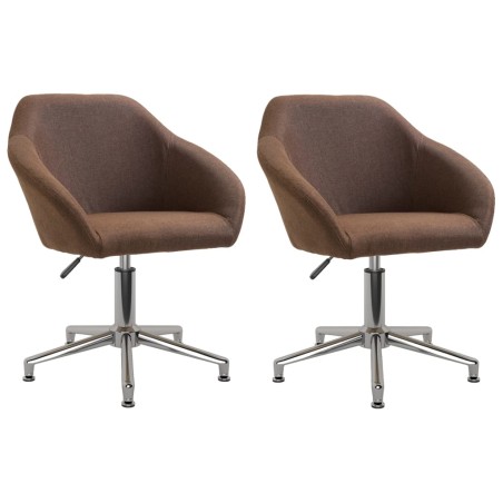 vidaXL Sillas de comedor giratorias 2 unidades tela marrón