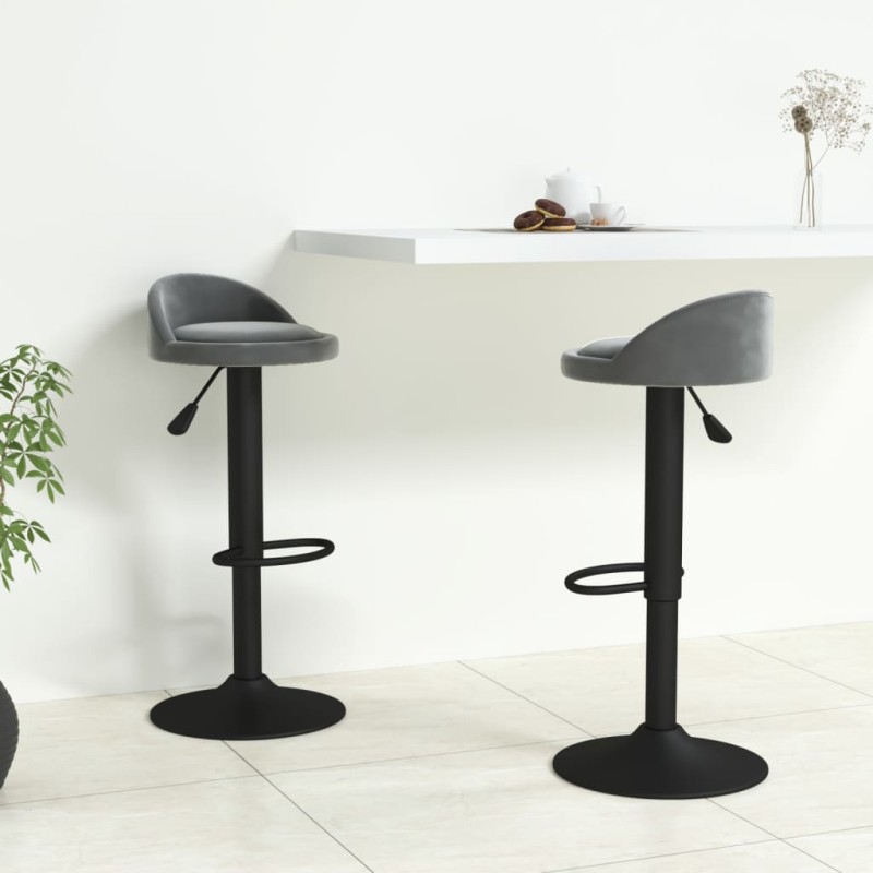 vidaXL Taburetes de cocina 2 unidades terciopelo gris oscuro vidaXL Taburetes de cocina 2 unidades terciopelo gris oscuro