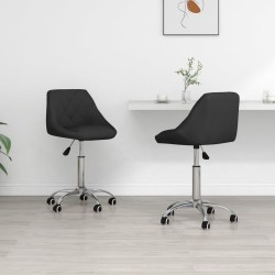 vidaXL Sillas de comedor giratorias 2 unidades cuero sintético negro