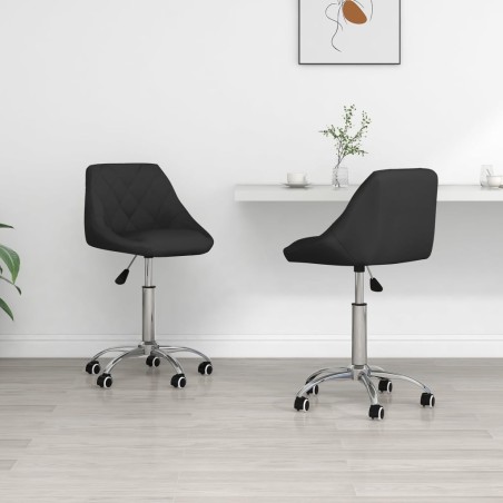 vidaXL Sillas de comedor giratorias 2 unidades cuero sintético negro