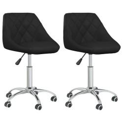 vidaXL Sillas de comedor giratorias 2 unidades cuero sintético negro
