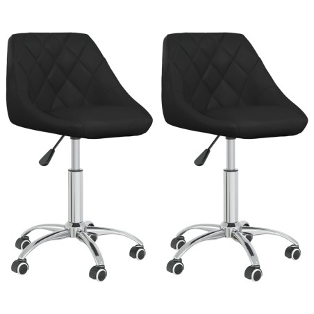 vidaXL Sillas de comedor giratorias 2 unidades cuero sintético negro