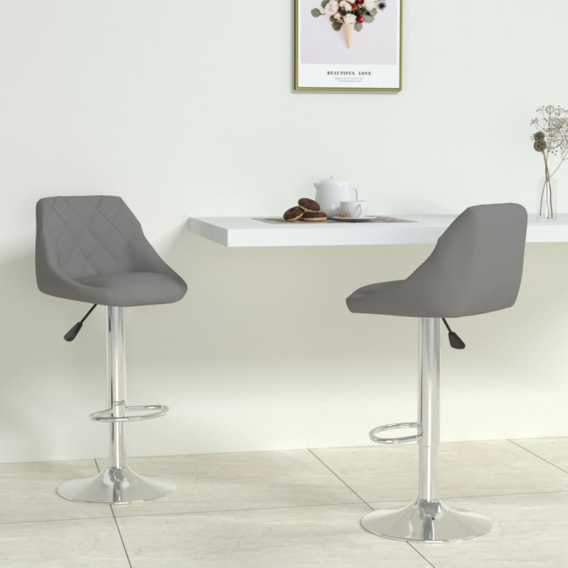 vidaXL Taburetes de cocina 2 unidades cuero sintético gris vidaXL Taburetes de cocina 2 unidades cuero sintético gris