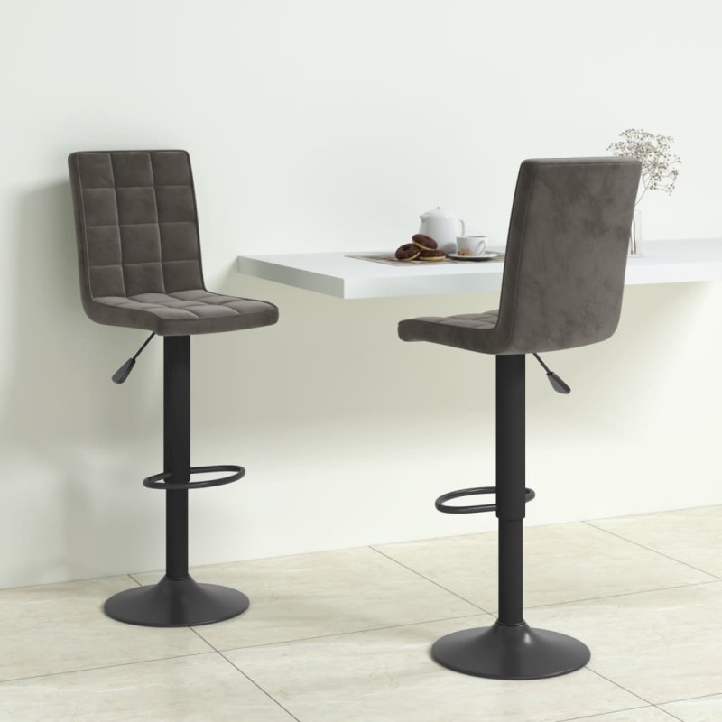 vidaXL Taburetes de cocina 2 unidades terciopelo gris oscuro vidaXL Taburetes de cocina 2 unidades terciopelo gris oscuro