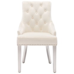 vidaXL Silla de comedor de terciopelo crema