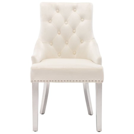 vidaXL Silla de comedor de terciopelo crema