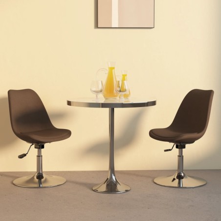 vidaXL Sillas de comedor giratorias 2 unidades tela marrón