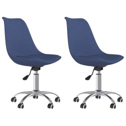 vidaXL Sillas de comedor giratorias 2 unidades tela azul
