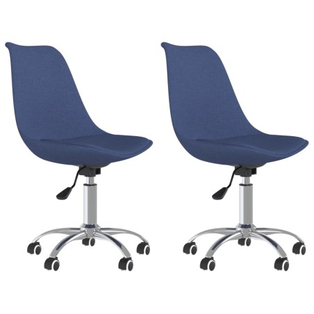 vidaXL Sillas de comedor giratorias 2 unidades tela azul