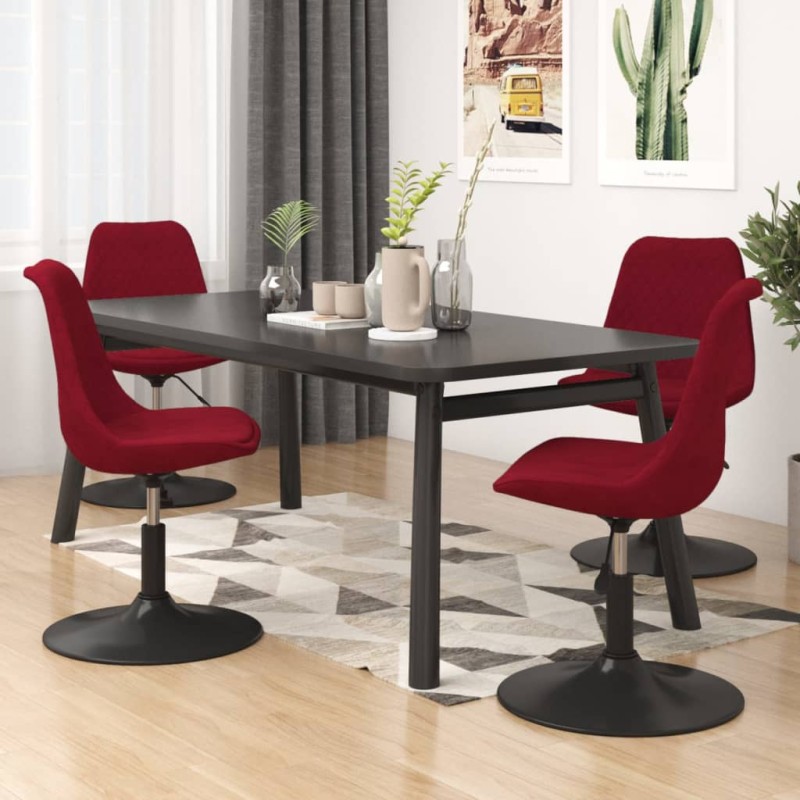 vidaXL Sillas de comedor giratorias 4 unidades terciopelo rojo tinto vidaXL Sillas de comedor giratorias 4 unidades terciopelo rojo tinto