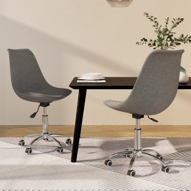 vidaXL Sillas de comedor giratorias 2 unidades tela gris claro vidaXL Sillas de comedor giratorias 2 unidades tela gris claro