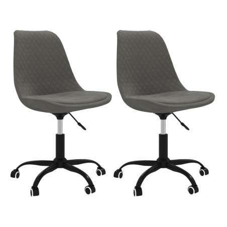 vidaXL Sillas de comedor giratorias 2 unidades tela gris oscuro