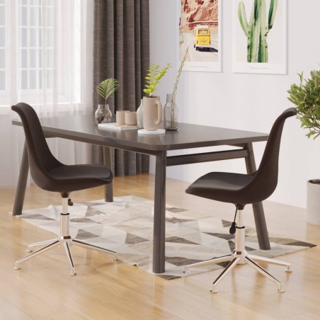 vidaXL Sillas de comedor giratorias 2 unidades tela marrón oscuro