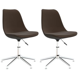 vidaXL Sillas de comedor giratorias 2 unidades tela marrón oscuro